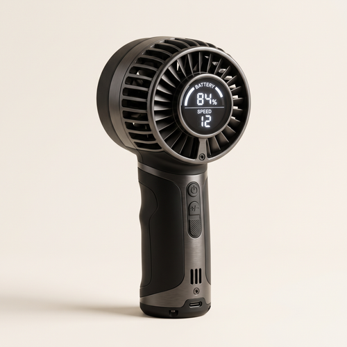 Mini ventilateur Turbo — coloris Noir, turbine et écran LED intégré